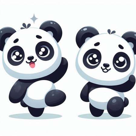Cute cartoon panda bear. Vector illustration on white background.のイラスト素材