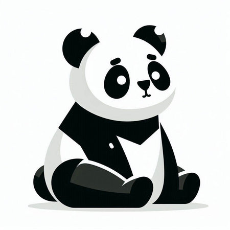 Panda sitting on the floor. Vector illustration in cartoon style.のイラスト素材