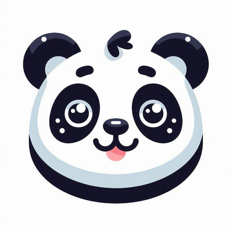 Cute panda face. Vector illustration isolated on white background.のイラスト素材