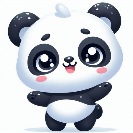 Cute cartoon panda on a white background. Vector illustration.のイラスト素材