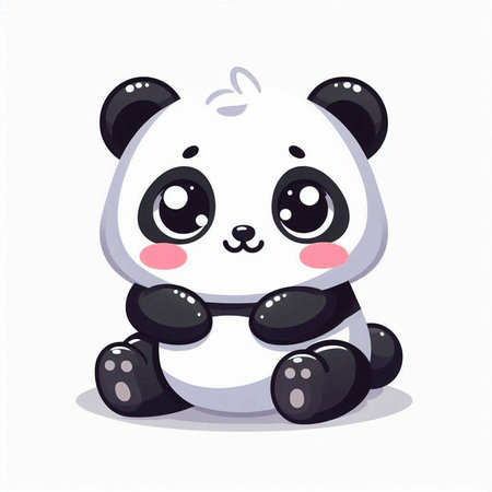 Cute cartoon panda. Vector illustration on a white background.のイラスト素材