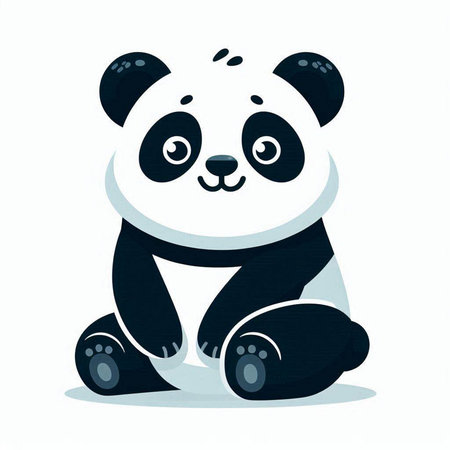 Cute cartoon panda sitting on the ground. Vector illustration.のイラスト素材