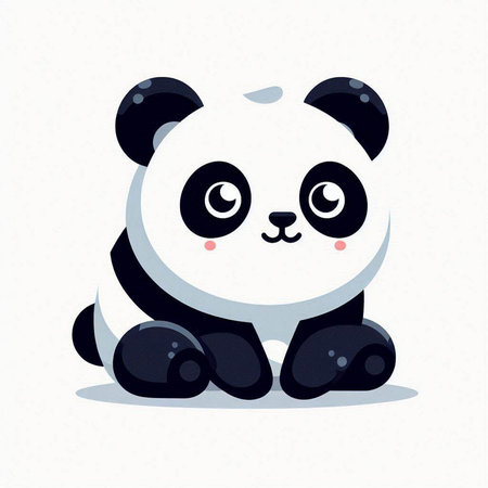 Cute panda sitting on a white background. Vector illustration.のイラスト素材