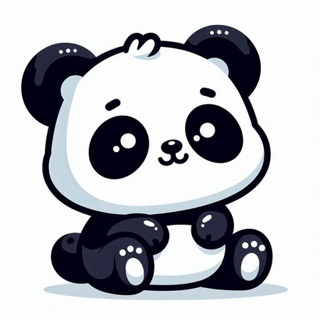 Cute cartoon panda sitting on white background. Vector illustration.のイラスト素材