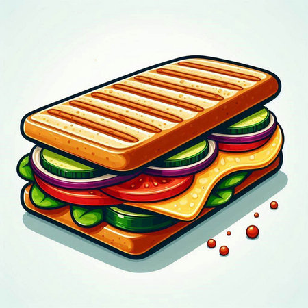 Illustration of a sandwich on a white background. Vector illustration.のイラスト素材