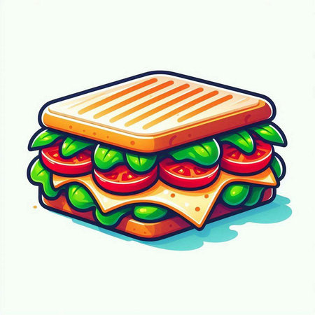 Illustration of a sandwich on a white background. Vector illustration.のイラスト素材
