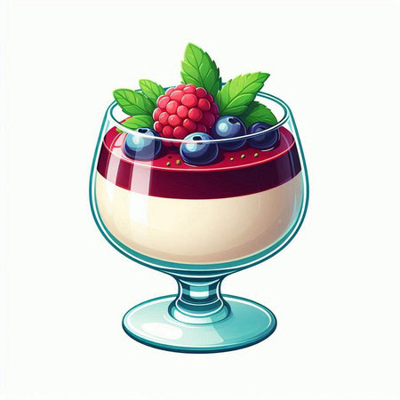 Vector illustration of a delicious dessert in a glass isolated on white backgroundのイラスト素材