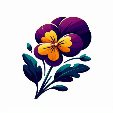 Beautiful pansy flower isolated on white background. Vector illustration.のイラスト素材