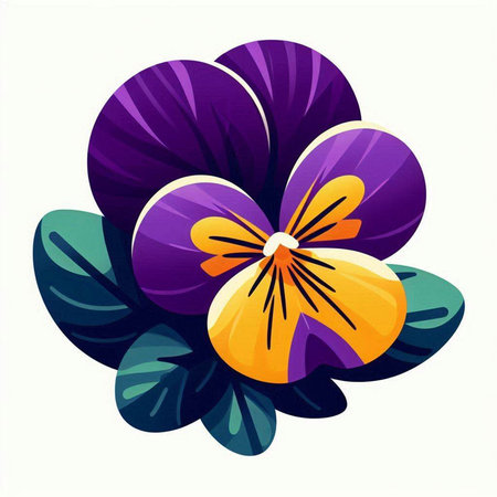 Colorful pansy flowers on a white background. Vector illustration.のイラスト素材