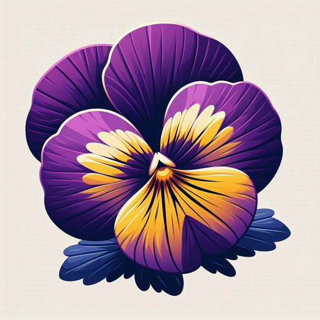 Violet pansy flower on a light background. Vector illustration.のイラスト素材