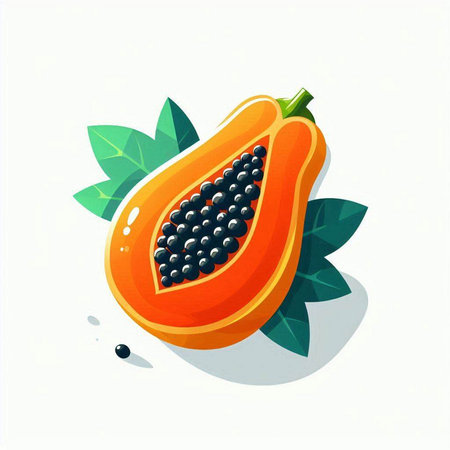 Papaya fruit isolated on white background. Vector illustration. Eps 10.のイラスト素材