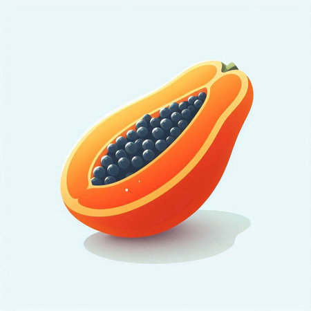Papaya fruit vector illustration. Isolated on white background.のイラスト素材