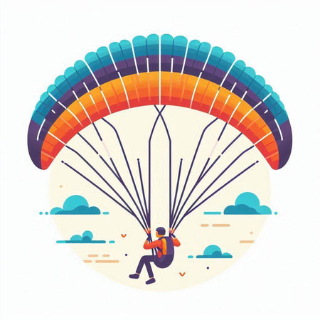 Paraglider flying in the sky. Flat vector illustration.のイラスト素材