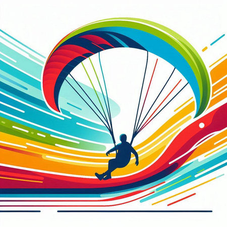 Paraglider on a colorful background. Vector illustration. Eps 10.のイラスト素材