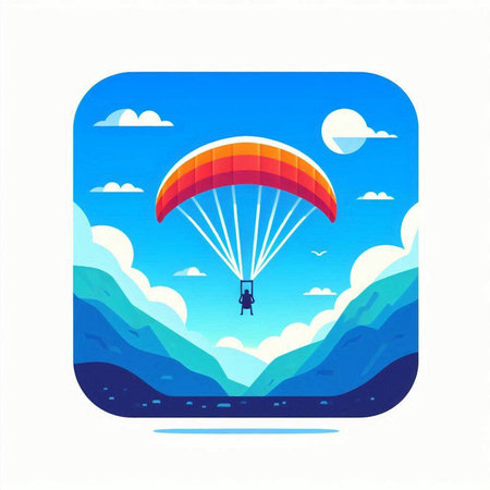 Paraglider flying in the blue sky, vector illustration.のイラスト素材