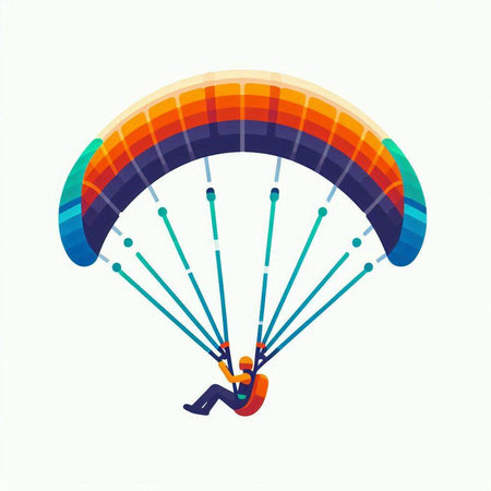Paraglider flying isolated on white background. Vector illustration.のイラスト素材