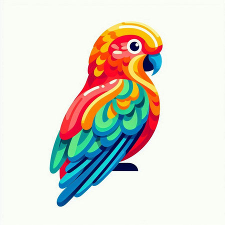 Colorful parrot isolated on a white background. Vector illustration.のイラスト素材