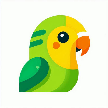 Colorful parrot on white background. Vector illustration. Flat design.のイラスト素材