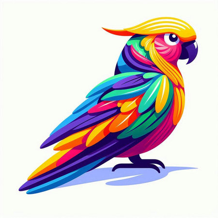 Colorful parrot isolated on a white background. Vector illustration.のイラスト素材