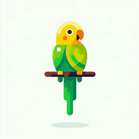 Green parrot on white background. Flat design. Vector illustration.のイラスト素材