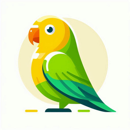 Parrot vector illustration. Flat design style. Isolated on white background.のイラスト素材