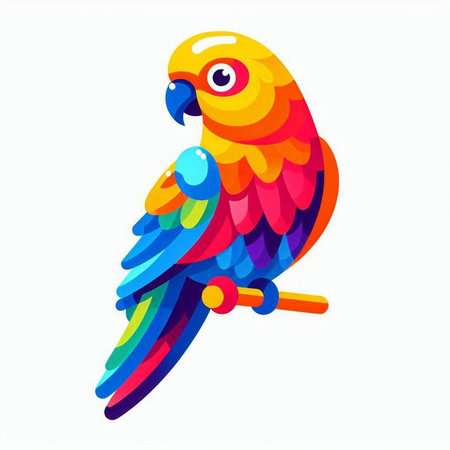 Colorful parrot isolated on a white background. Vector illustration.のイラスト素材