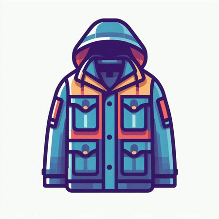 Winter jacket isolated on white background. Vector illustration in trendy flat style.のイラスト素材