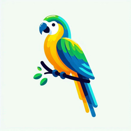 Colorful parrot icon isolated on white background. Vector illustration.のイラスト素材
