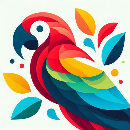 Colorful parrot on a white background, abstract vector illustration.のイラスト素材