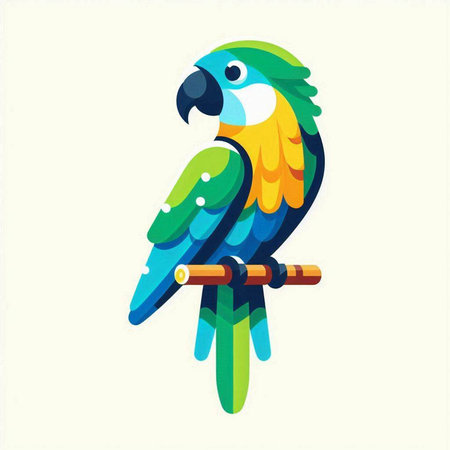 colorful parrot on a white background. vector illustration in flat styleのイラスト素材