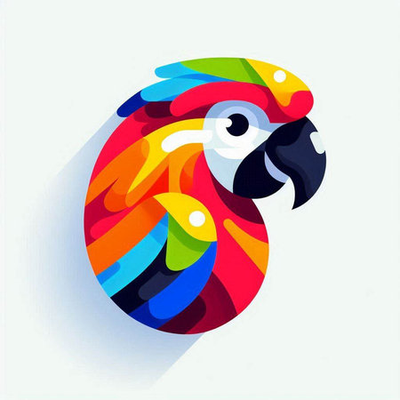 Colorful macaw parrot on white background. Vector illustration.のイラスト素材
