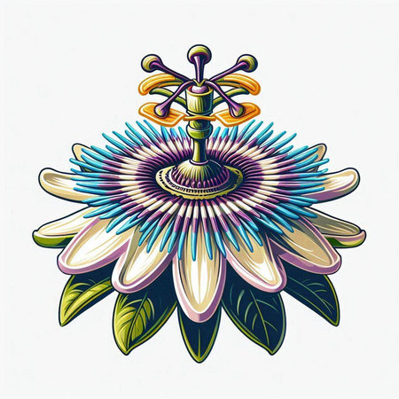 Illustration of a flower with a water tap on a white backgroundのイラスト素材