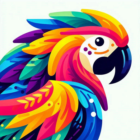 Colorful parrot on a white background. Vector illustration in bright colors.のイラスト素材