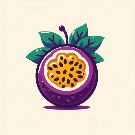 Passion fruit vector illustration. Isolated passion fruit on white background.のイラスト素材