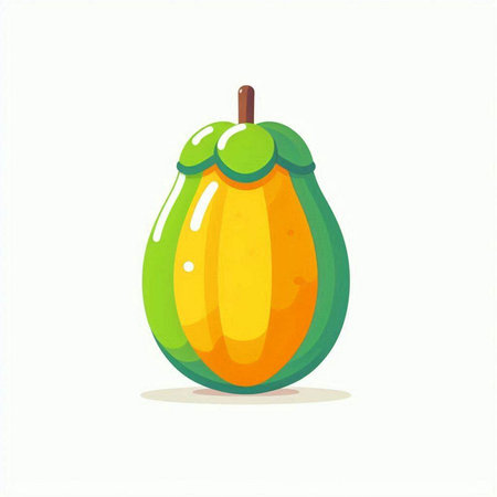 Mango fruit icon isolated on white background. Vector cartoon illustration.のイラスト素材