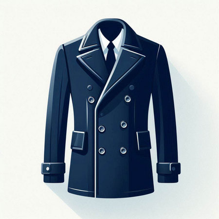 Men's coat with a long sleeve and a collar on a white backgroundのイラスト素材