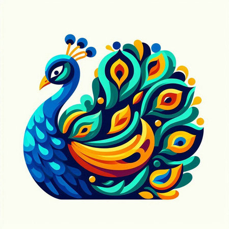 Peacock. Colorful vector illustration of a peacock.のイラスト素材