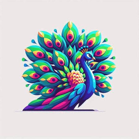 Peacock vector illustration. Colorful peacock. Indian birdのイラスト素材
