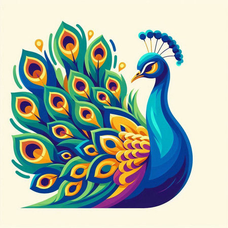 Peacock vector illustration. Colorful peacock vector illustration.のイラスト素材