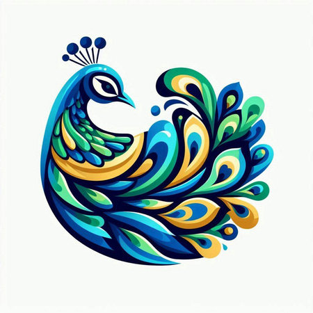Peacock in the form of an ornament. Vector illustration.のイラスト素材