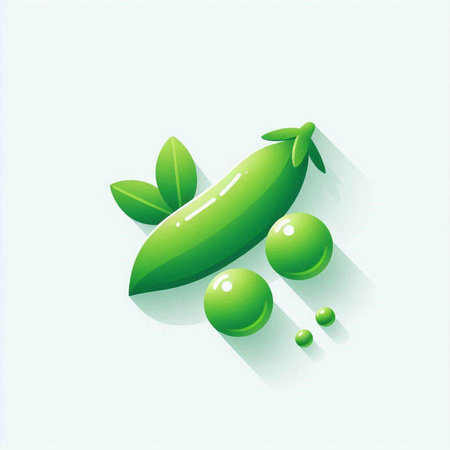 Fresh green peas with long shadow. Vector illustration. Eps 10.のイラスト素材