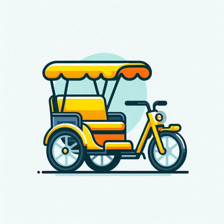 Tuk tuk icon. Vector illustration of a tricycle.のイラスト素材