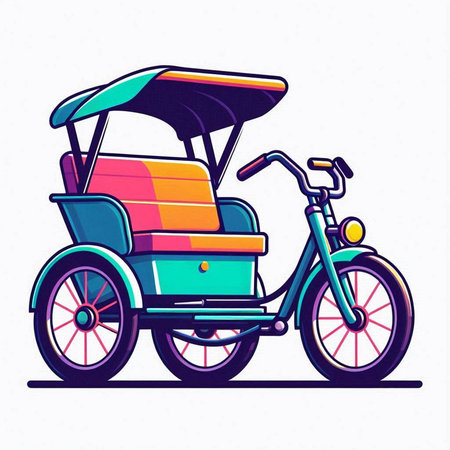 Tuk-tuk, rickshaw. Vector illustration.のイラスト素材