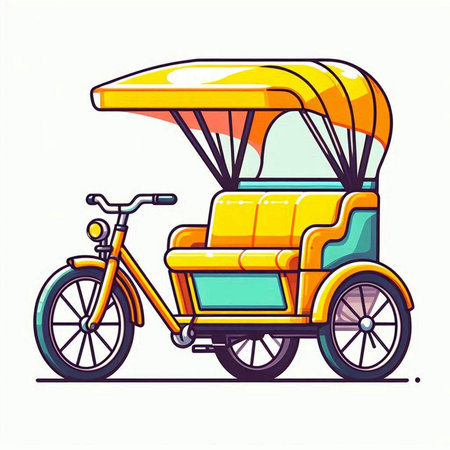 Tuk Tuk, vector illustration on white background. Cartoon style.のイラスト素材