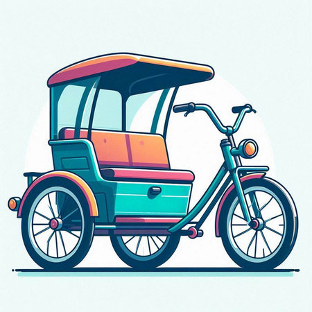tuk-tuk or rickshaw vector illustration in cartoon styleのイラスト素材