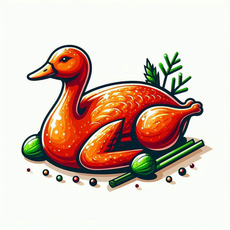 Illustration of a red duck on a white background. Vector illustrationのイラスト素材