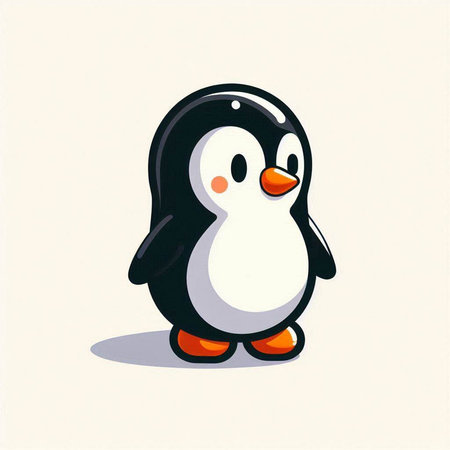 Cute penguin cartoon character. Vector illustration of a funny penguin.のイラスト素材