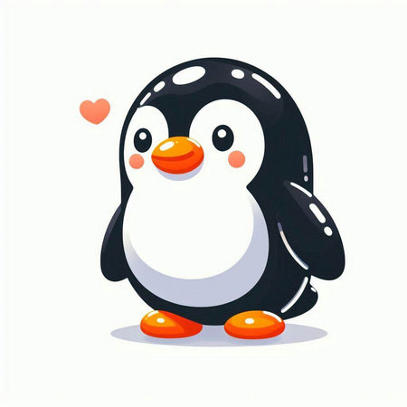 Cute cartoon penguin isolated on white background. Vector illustration.のイラスト素材