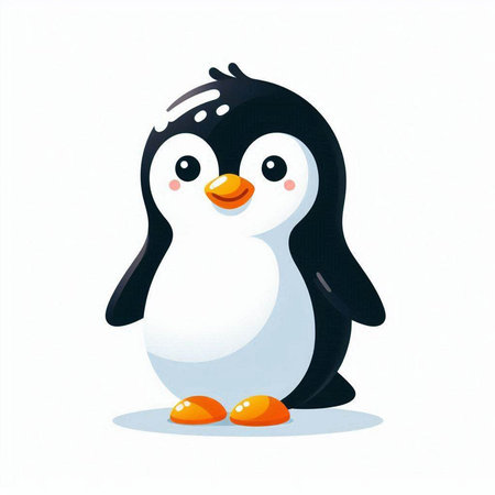 Cute penguin isolated on a white background. Vector illustration.のイラスト素材