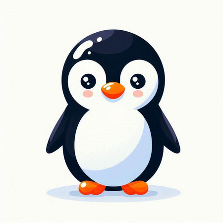Cute cartoon penguin on a white background. Vector illustration.のイラスト素材